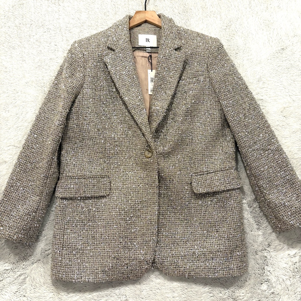 Banana Republic Tweed Blazer In Beige/Brown